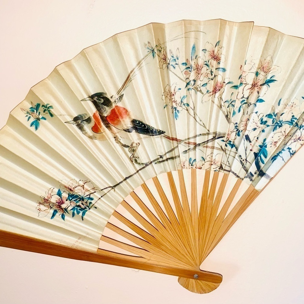 Elegant Tan and Brown Wall Fan Decor. Vintage - Picture 5 of 5